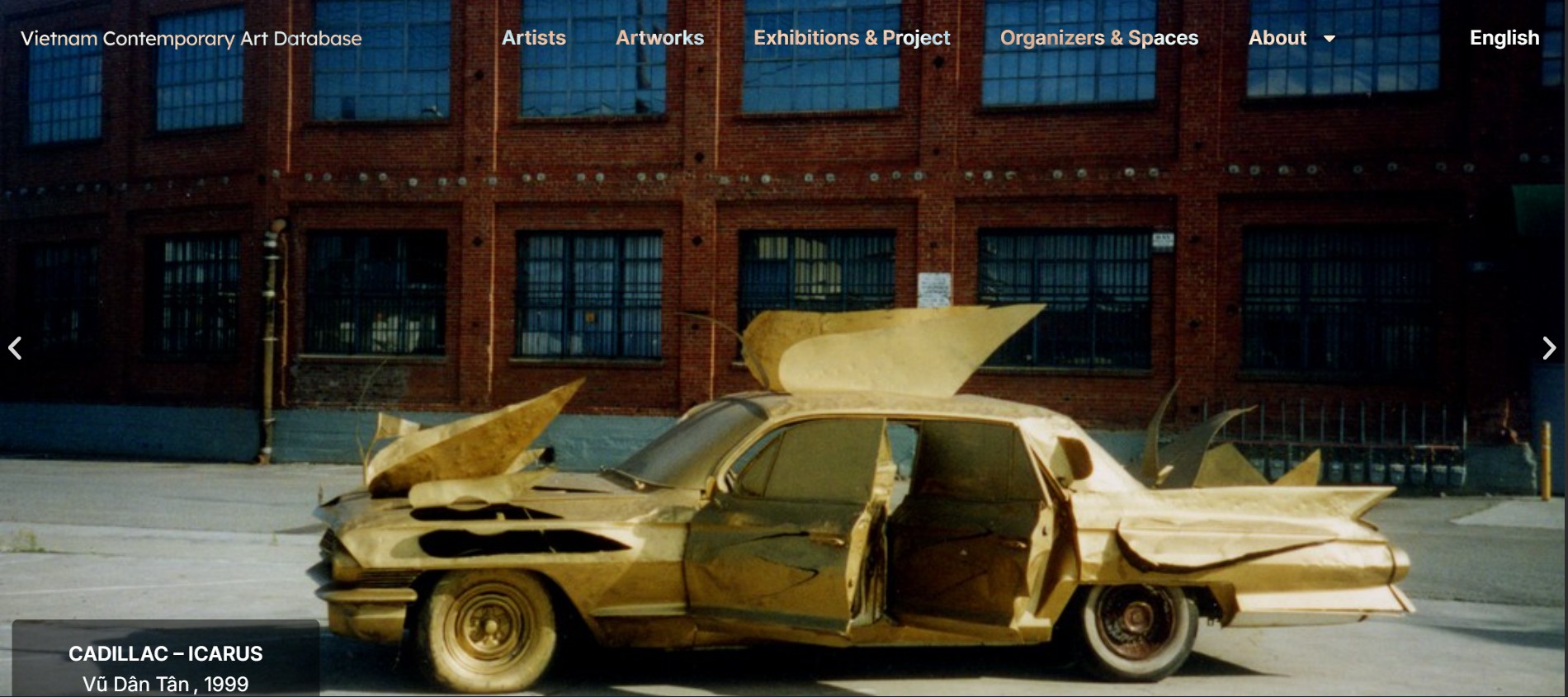 Giao diện trang chủ website cơ sở dữ liệu nghệ thuật VCAD