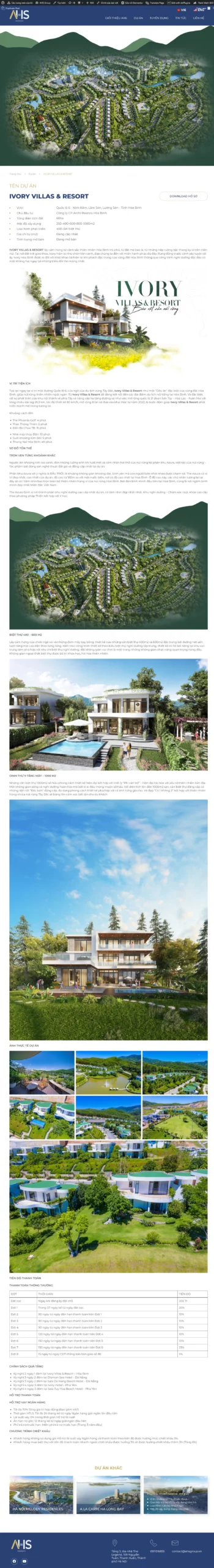 Giao diện thiết kế website AHS Property