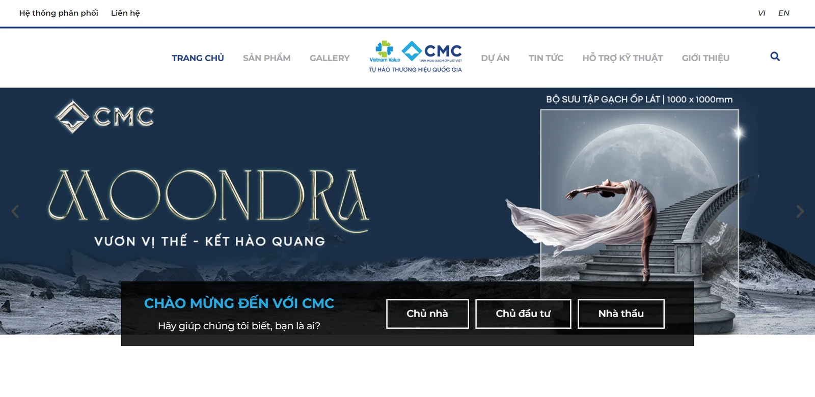 Giao diện thiết kế website CMC Tiles