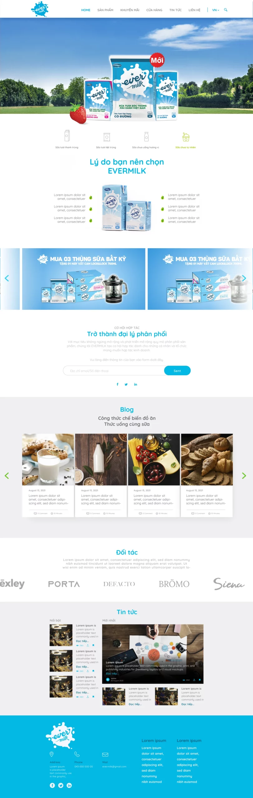 Giao diện thiết kế website EverGrowth Milk