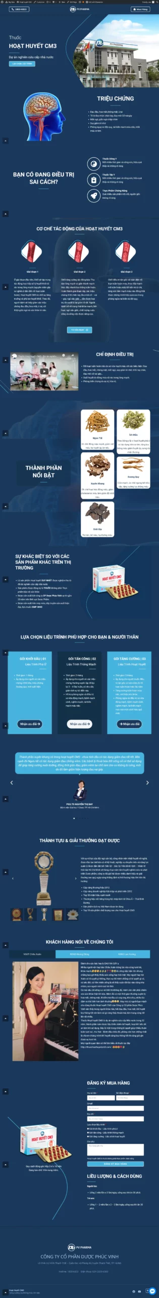 Giao diện thiết kế website Hoạt Huyết CM3
