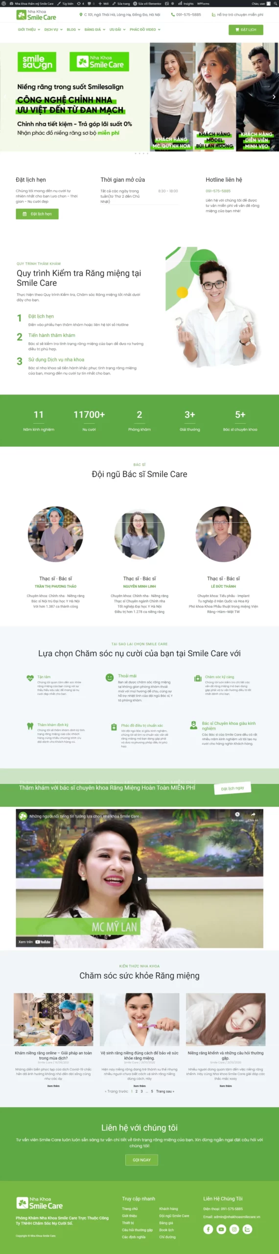 Giao diện thiết kế website Nha khoa SmileCare